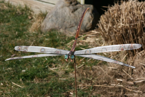 Ken creates a variety of different pieces, such as katydids, butterflies, and dragonflies.